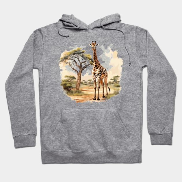 Watercolor Giraffe Hoodie by zooleisurelife